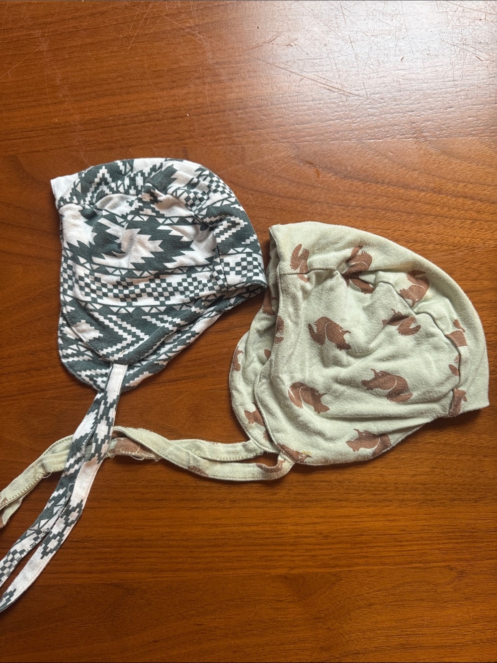 Kids Soft Cotton Bonnet Hats - Green Pattern & Green Fox Prints